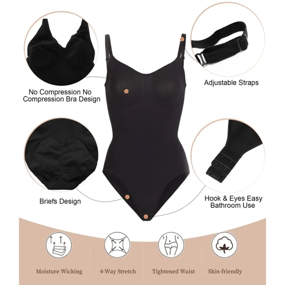 ShaperX Tummy Control Seamless Sculpting Bodysuit, Black, 2X/3X, Never Worn - Picture 4 of 12